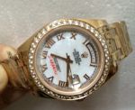 Rolex Day Date Replica Pearlmaster Everose Gold White MOP Diamond Watch